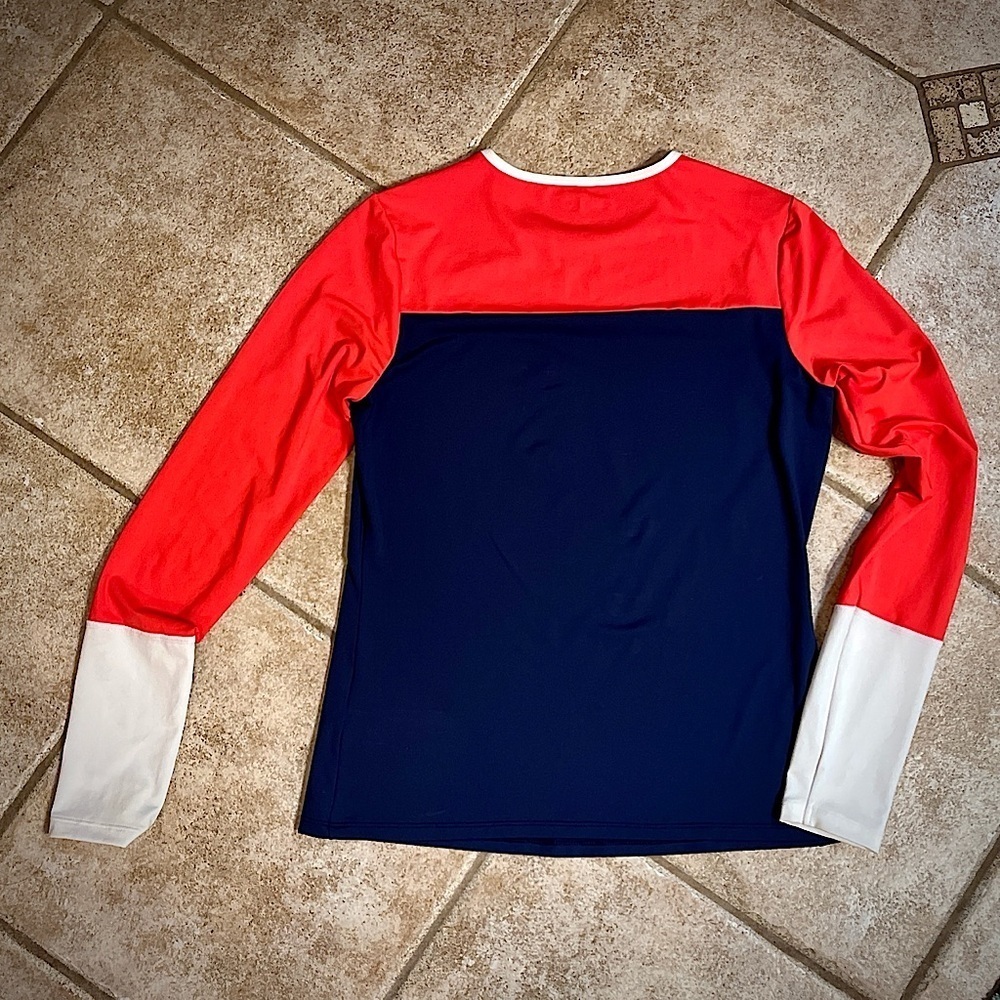 Lands End Color Block Swim Rash Guard Top Nylon Spandex - Picture 2 of 4